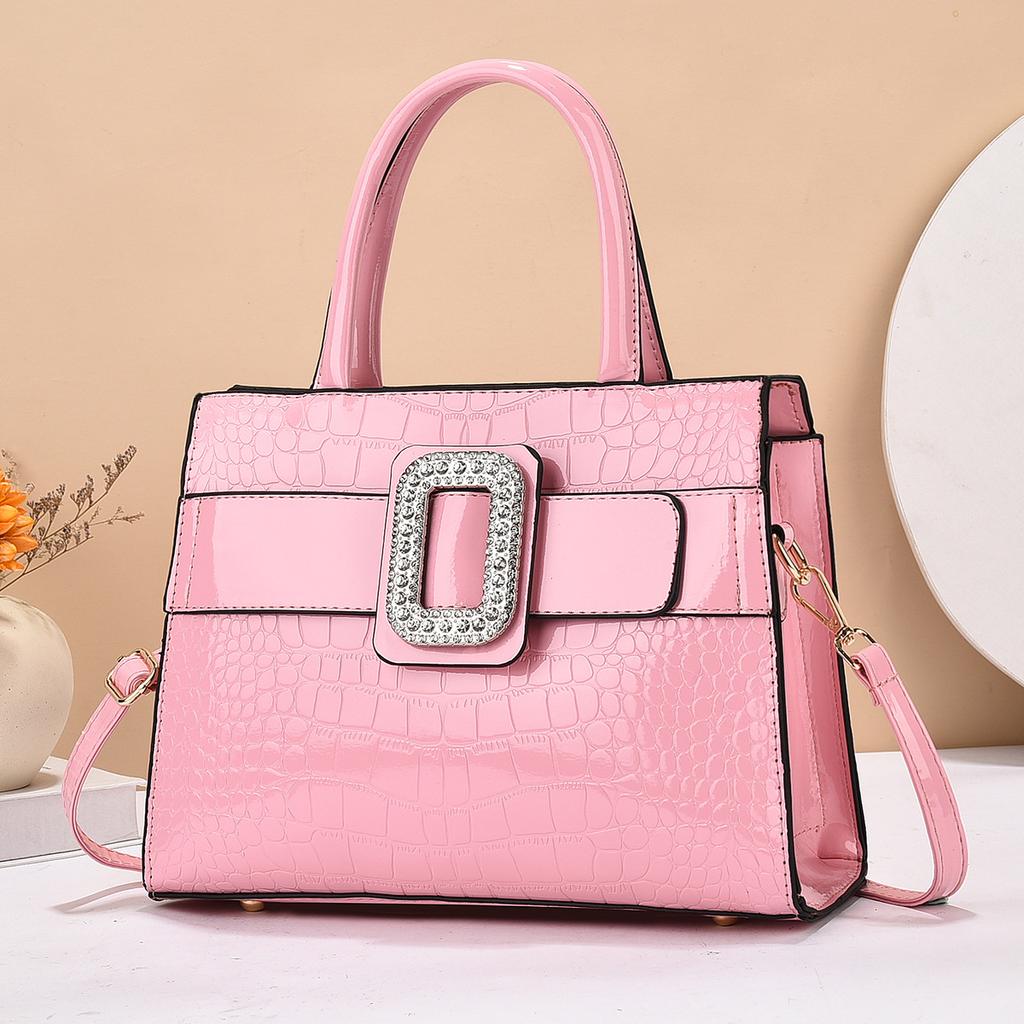 Large Capacity Women's Crossbody Bag High-quality Handbag Commuter Shoulder Bag Trendy Bright Leather Hardness Zipper Closure