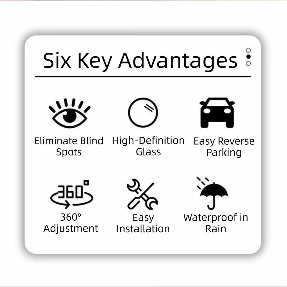 360 Degree Rotation Blind Spot Mirror 11/12.5cm Rearview Convex Mirror Parking Assistance