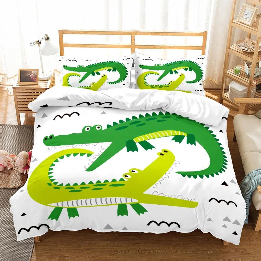 Crocodile Soft Duvet Cover Sets 2 Person Print Turtles,Dolphins King-Sized Dimensionsd Dimensions Beding Set 3d Bed Linens Bambo Fiber Ropa De Cama