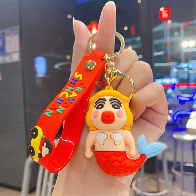 Funny Cross-dressing Crayon Xiaoxin Cute Keychain Couple Car Personalized Keychain Creative Schoolbag Pendant