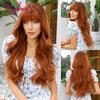 Long Blonde Wavy Synthetic Wigs with Bangs Lolita Cosplay Blonde Halloween Natural Wave Hair Wigs for White Women Heat Resistant
