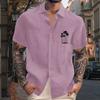 Men'S Casual Loose Short Sleeved Printed Shirt With Fashionable Lapel Top