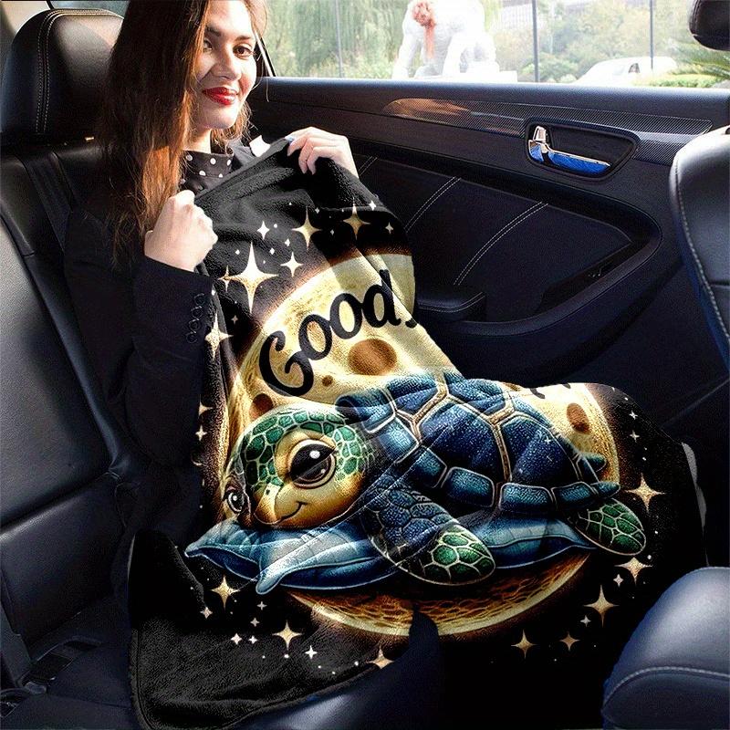 1 coperta leggera in flanella con stampa di tartarughe, comoda e calda, ideale per campeggio, divano, letto, ufficio, regalo.