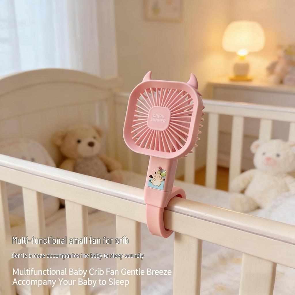 Portable USB-Rechargeable Baby Stroller Clip Fan - Silent and Multi-functional, for Crib or Umbrella Use