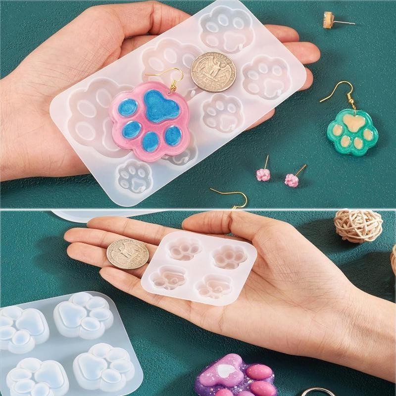 Silicone mousse creative resin hand drop scented candle mold Four Link Cat Paw Resin Silicone Mold Drip  baking Cake