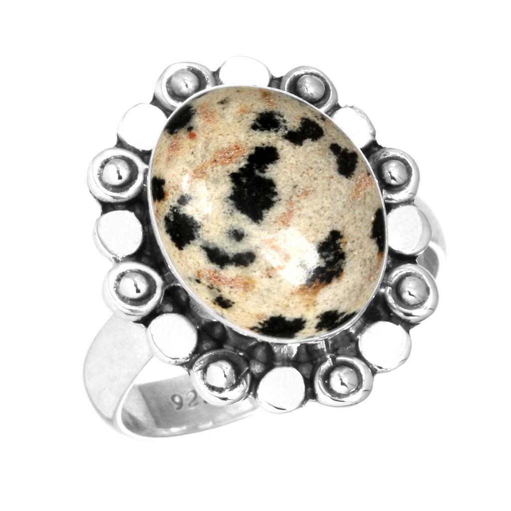 925 Sterling Silver Ring Women Gemstone Handmade Jewelry New Year Gift Crazy Lace Agate Dalmatian Dendrite Opal Eudialyte Howlite K2 Jasper Solitaire