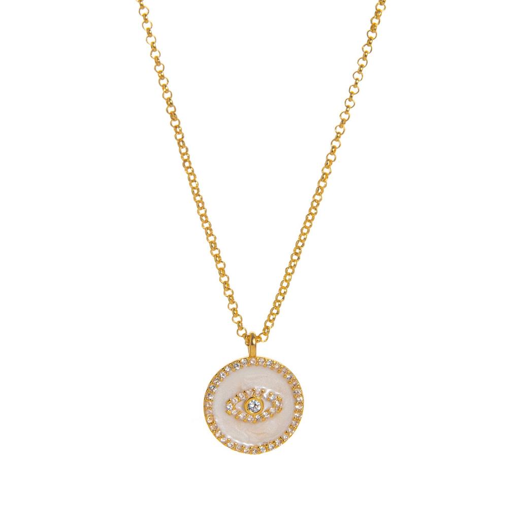 Trendy Evil Eye Drip Oil Coin Necklace - Versatile Retro Clavicle Chain