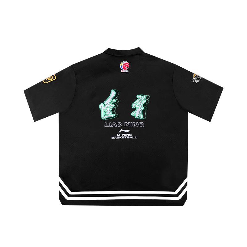 Li Ning CBA Series Liaoning Team Quick-Dry Polo Retro Short Sleeve Shirt Unisex Shirts Black ATSUA21-2