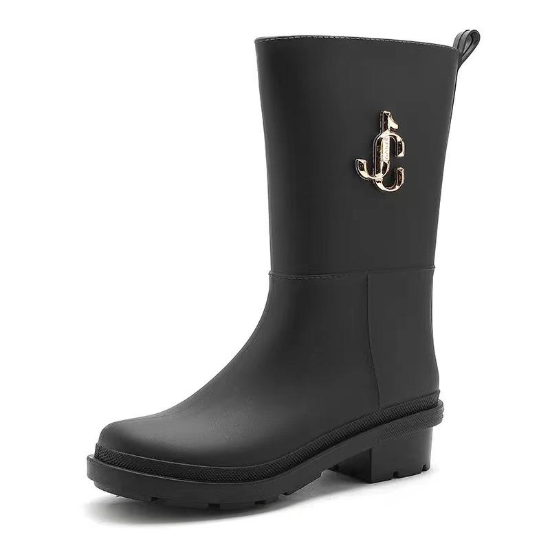 Summer High Tube New Womens Rain Boots Fashion Outdoor Thick Bottom Waterproof Non-Slip Leisure Car Wash Kitchen Work Rain Boots
