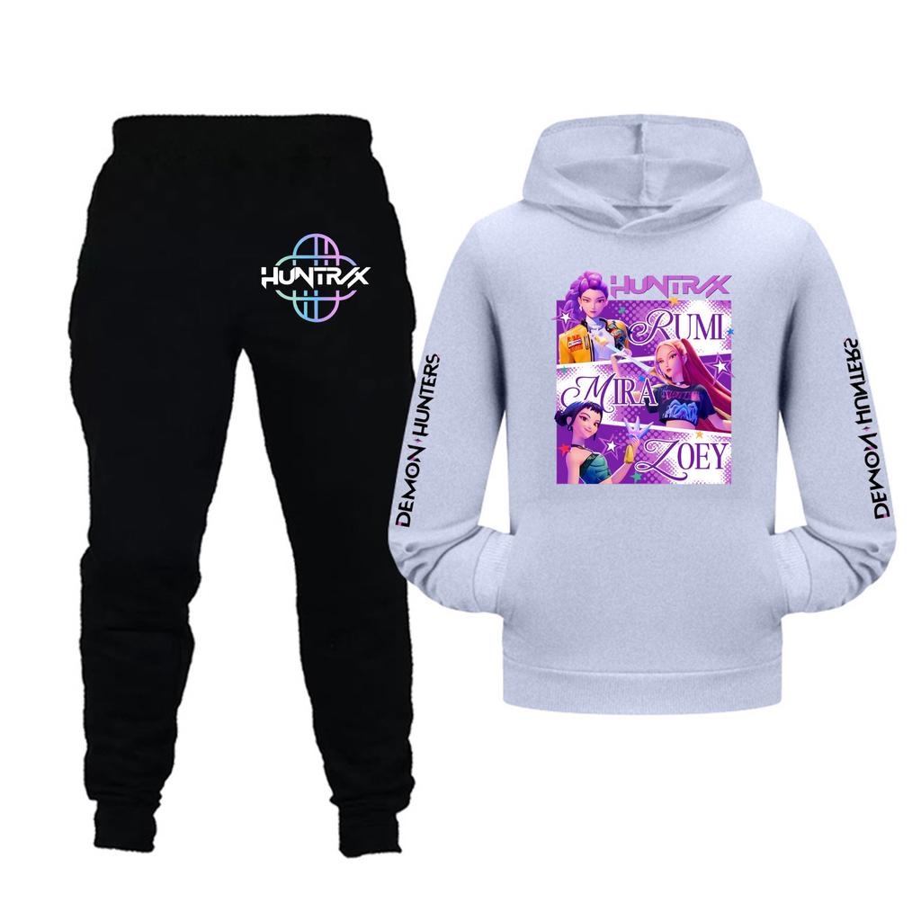 Barn Flickor Långärmad Huvtröja och Byxor Set För Småbarn och Stora Barn 2 Delar Outfits