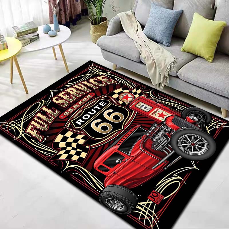 HD Vintage American History Route 66 Mother's Road Carpet Living Room Bedroom Home Decor Kitchen Bathroom Non Slip Carpet Gift