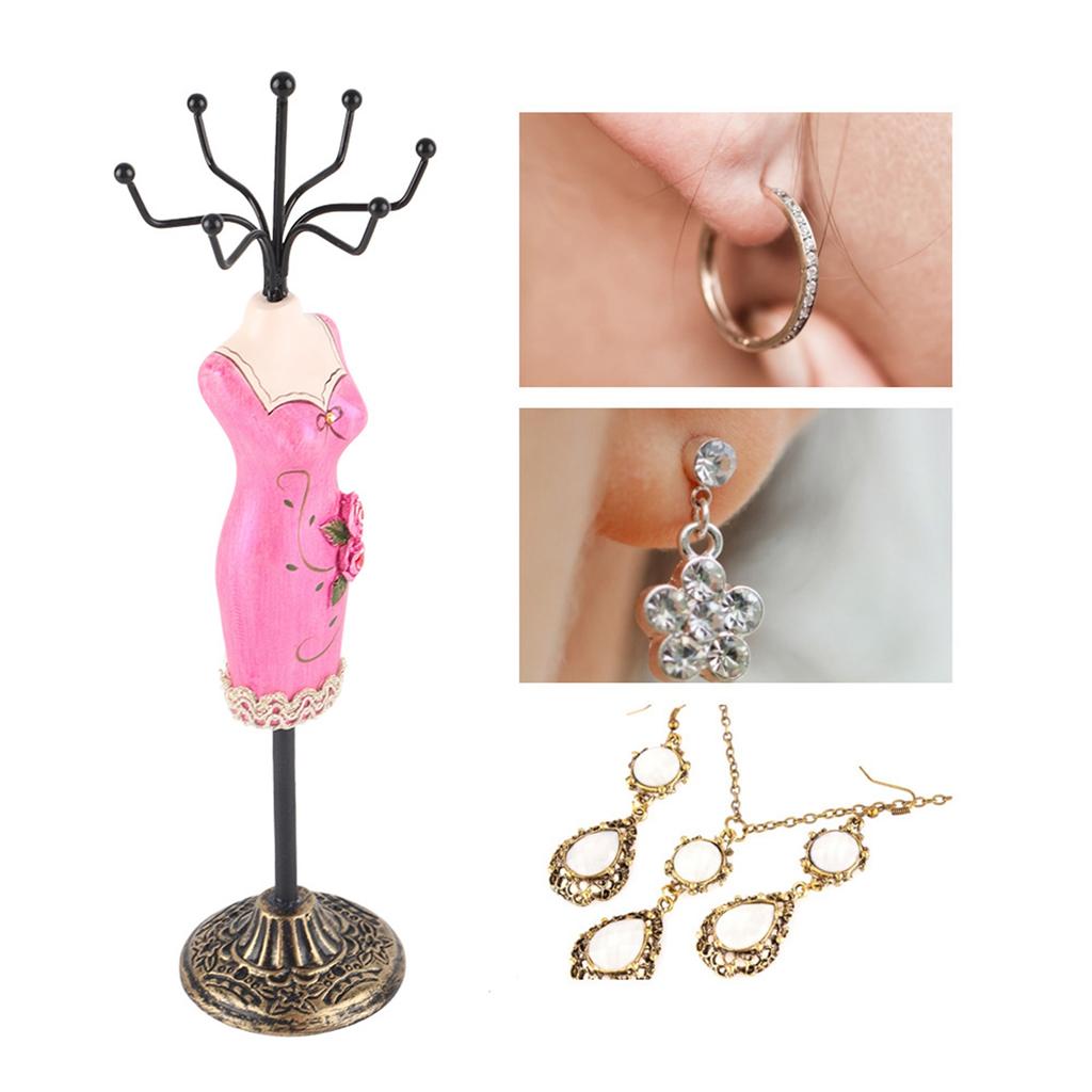 Metall Schmuckaufsteller Halsketten Präsentationsständer Ohrring Hängehalter Armband Regal(Rose Rot)