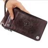 CONTACT'S Cow Leather Men's Long Wallet Vintage Clutch Wallets Male Coin Purse For 6.5" Cell Phone