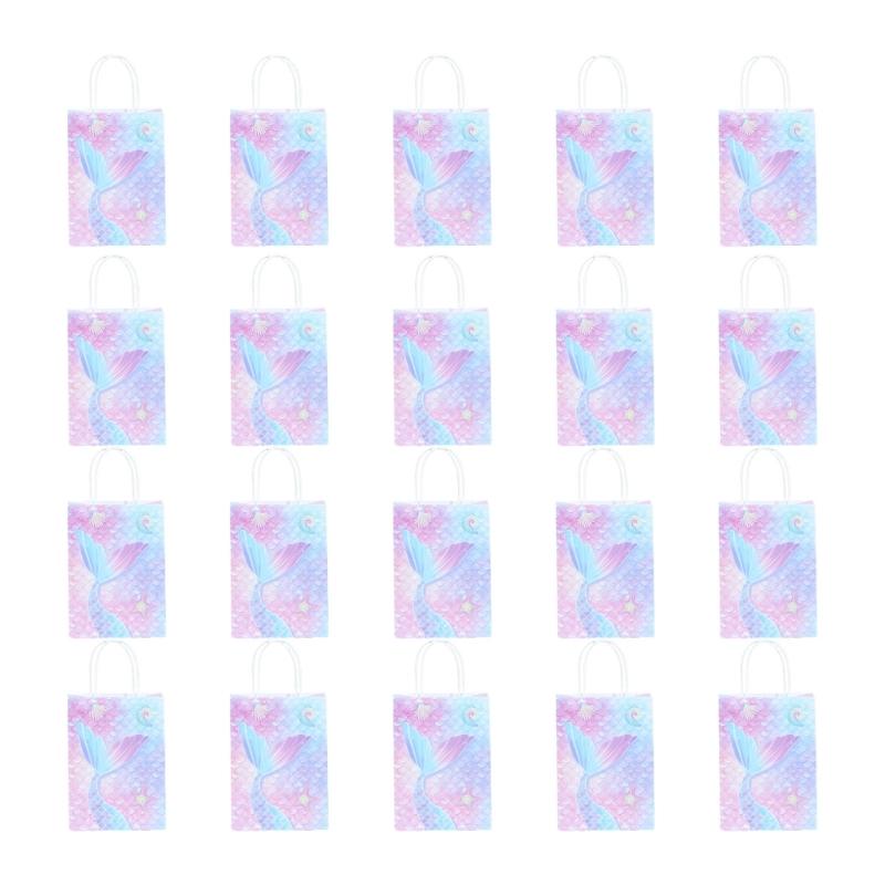 

Paper Bag Set 20Pcs Colorful Mermaids Gift Bag with 20 Sticker ,Take-out Bags for Christmas,Festivals,Birthdays,Parties 1
