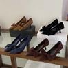 2025 Autumn New Pointed Suede Bow Retro High Heels Women's Fashion Thin Heel Commuter Shoes