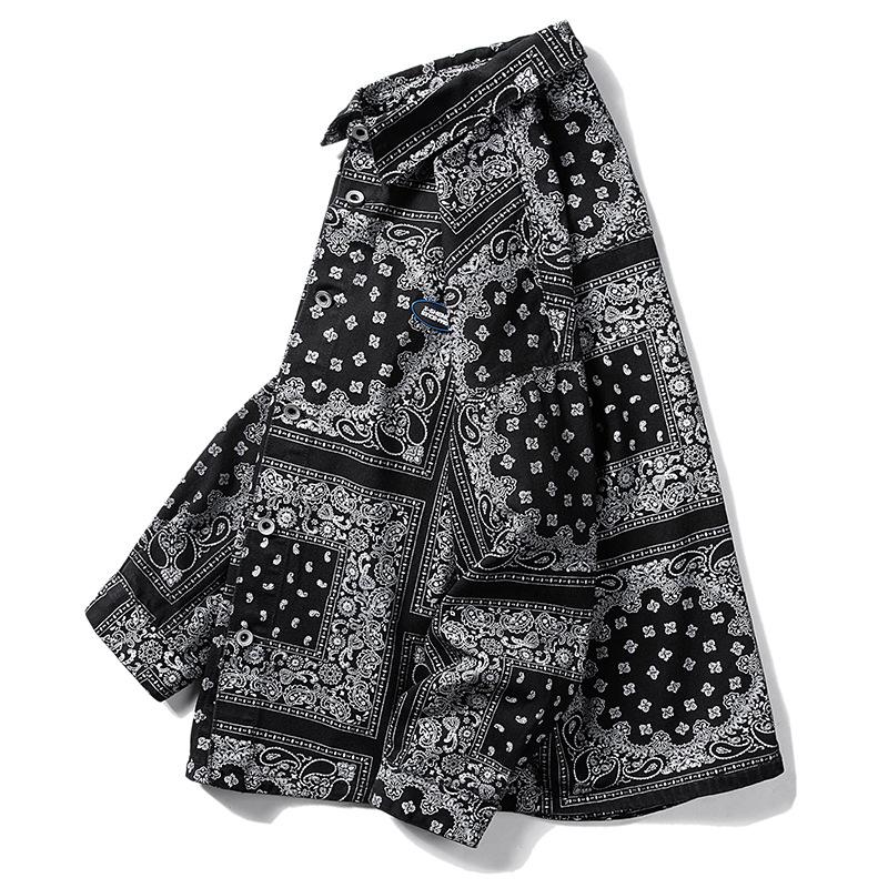 Men's Fashion Trend Street Printed Loose Denim Jacket Men's Trend Large Cashew Flower Casual Jacket