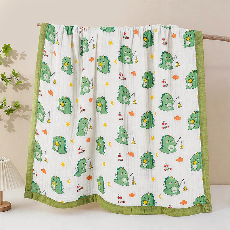 Grade A All-Cotton 6-Layer Baby Bath Towel - Soft, Absorbent, Printed Gauze for Newborns