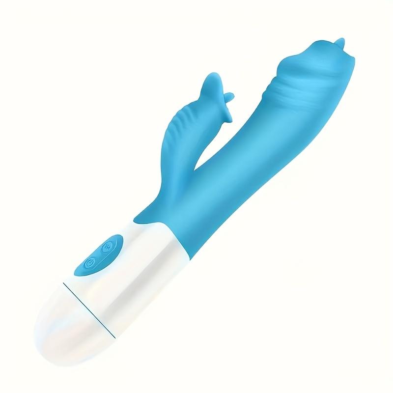 1pc 30 Speed Tongue Licking Dual Vibration Realistic Vaginal Massager (Battery Powered)