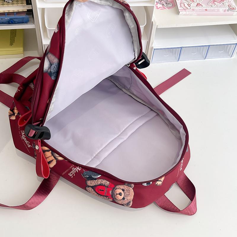 Student Schoolbag Female Bear Print Backpack Graffiti Junior High School Student Small Backpack