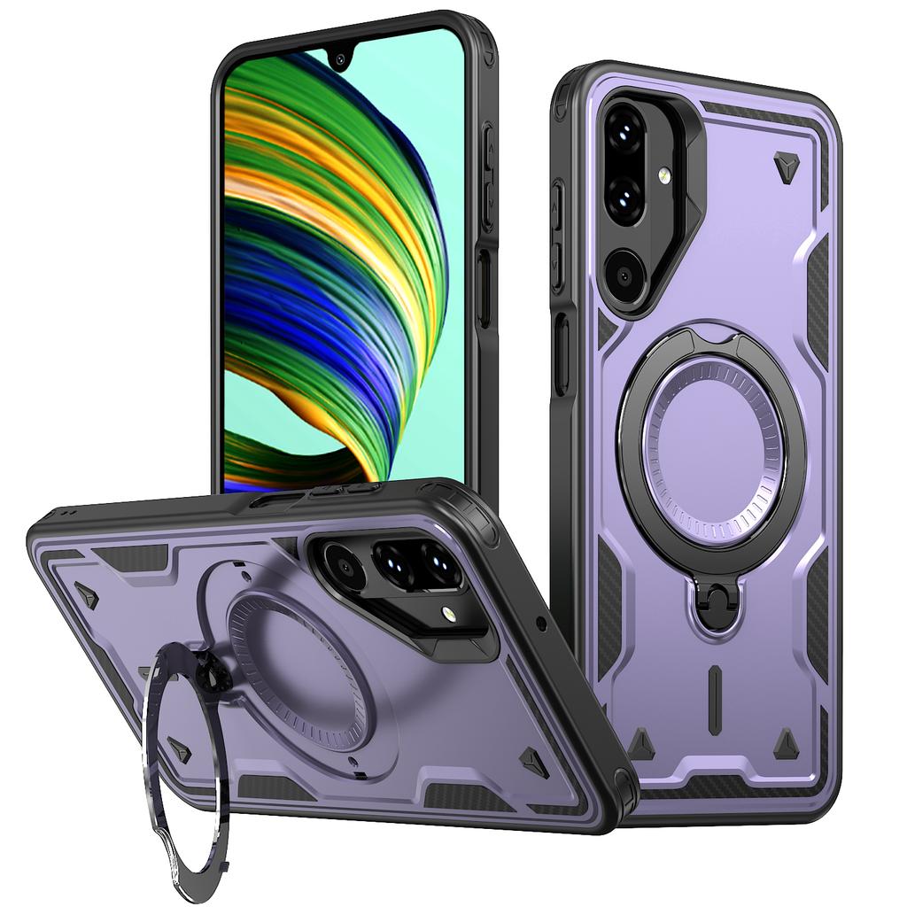 Para Samsung Galaxy M16 F16 M56 F56 Capa Armor À Prova de Choque Suporte Magnético Giratório 360° Moldura TPU Capa de Celular de Plástico Rígido Fundas