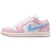 Jordan Air Jordan 1 Pink Cat Paw Cushioning Slip Resistant Abrasion Resistant Low top Vintage Basketball Shoes Women's DC0774-607 (Team1335-)