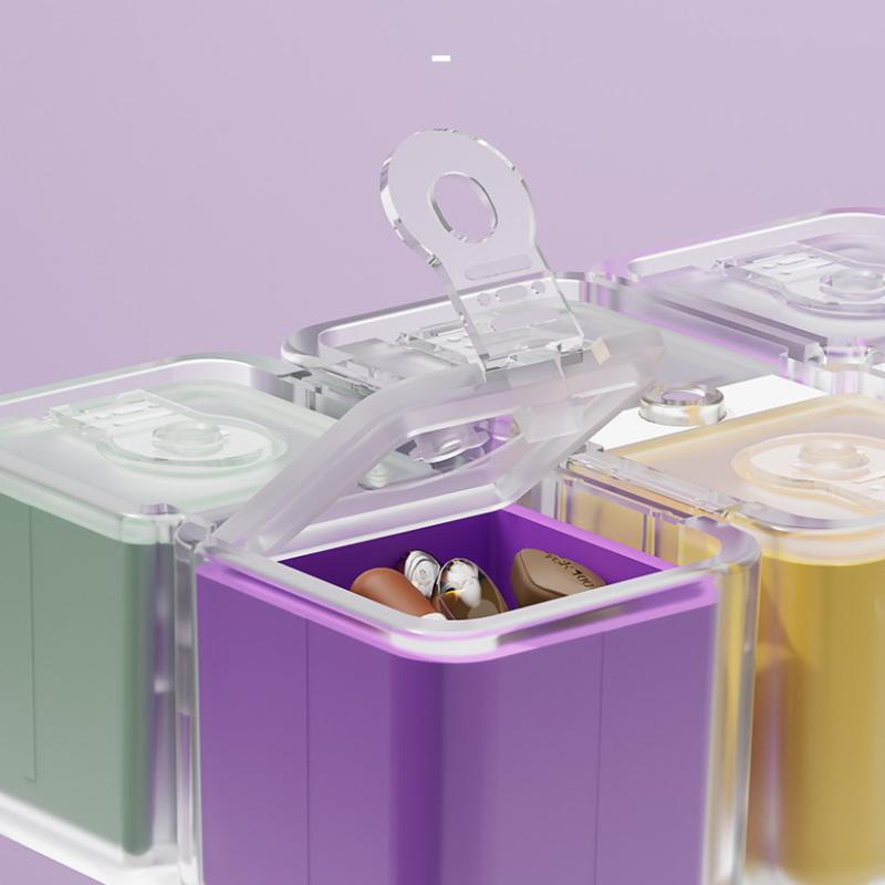 Magic Cube Pill Box With Lanyard Portable Pill Box Medicine Packaging Box Suitable For Pocket Travel Vitamin Tablet Storage Box