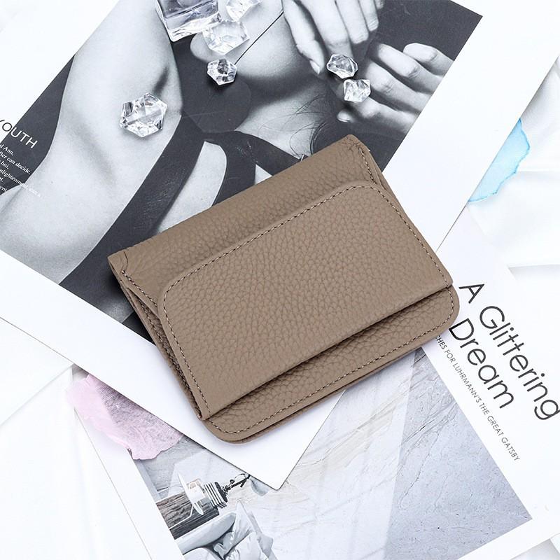 Pure Cowhide Wallet Women's Genuine Leather Short Multifunctional Folding Large Capacity Clip