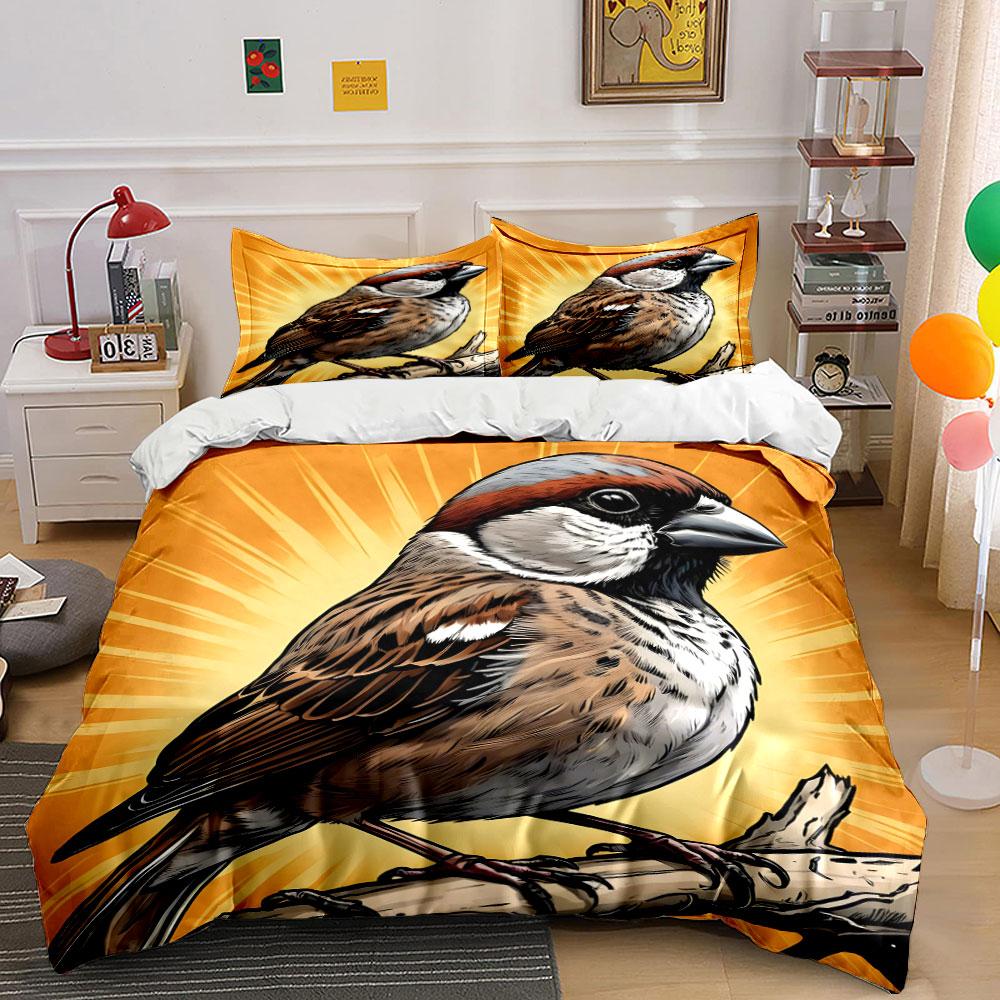 Sparrow perched on branch. Bedding sets Duvet cover sets Duvet covers Pillowcases(1 * Duvet Cover 2 * Pillowcases without duvet insert)