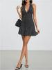 2025 Summer Women's Sleeveless Polka Dot Halter Neck Mini Dress with Open Back