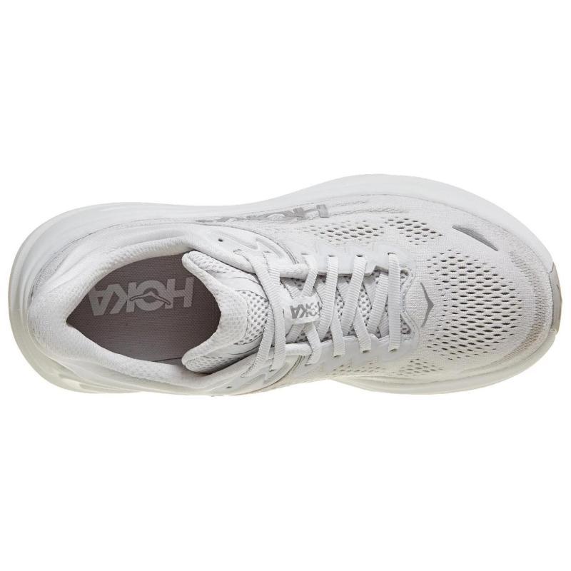 HOKA ONE ONE Bondi 9 Cushioning, Breathable, Supportive Low top Long Distance Running Shoes Women's White Silver Sneakers 1162012-SDSTS