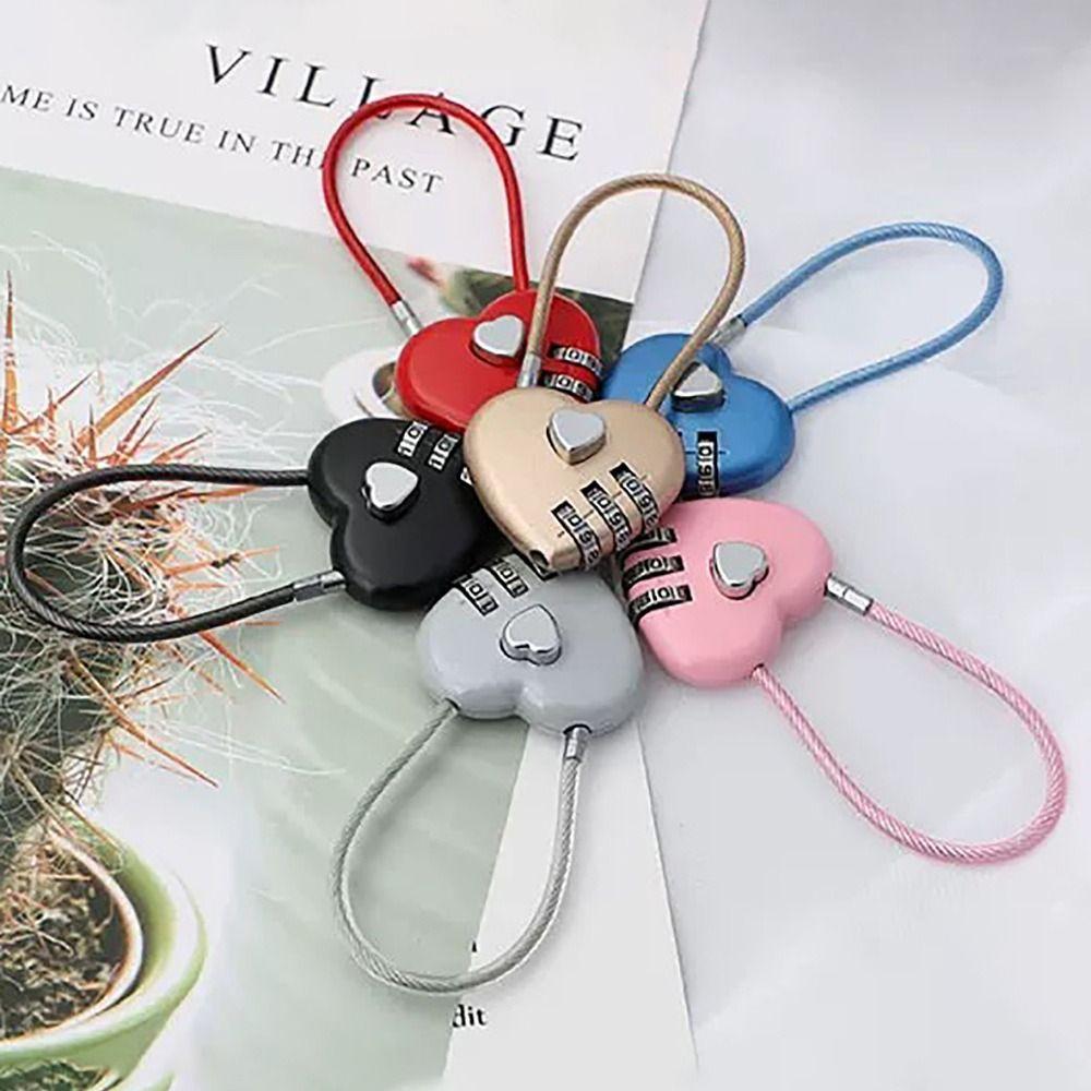 Valentine's Day Heart Style Love Password Lock 3 Digit Password Combination Lock Padlock Backpack