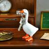 Magnetic Goose Key Holder Cute Resin Goose Figurine with Strong Magnet Beak Funny Animal Desk Ornament for Home Office Table Decor