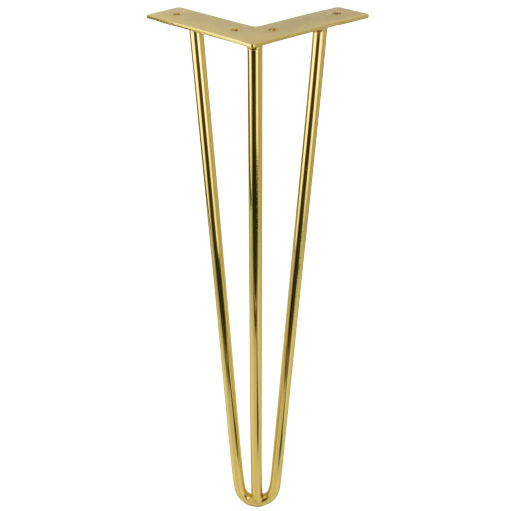 Set of 3 furniture legs Hairpin legs gold gloss height 41cm for a table