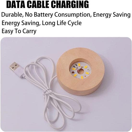 Kristallkugel Nachtlicht, 6,0 9cm Glaskugel Nacht LED Lampe mit Holzsockel, Dekorationen Geschenke