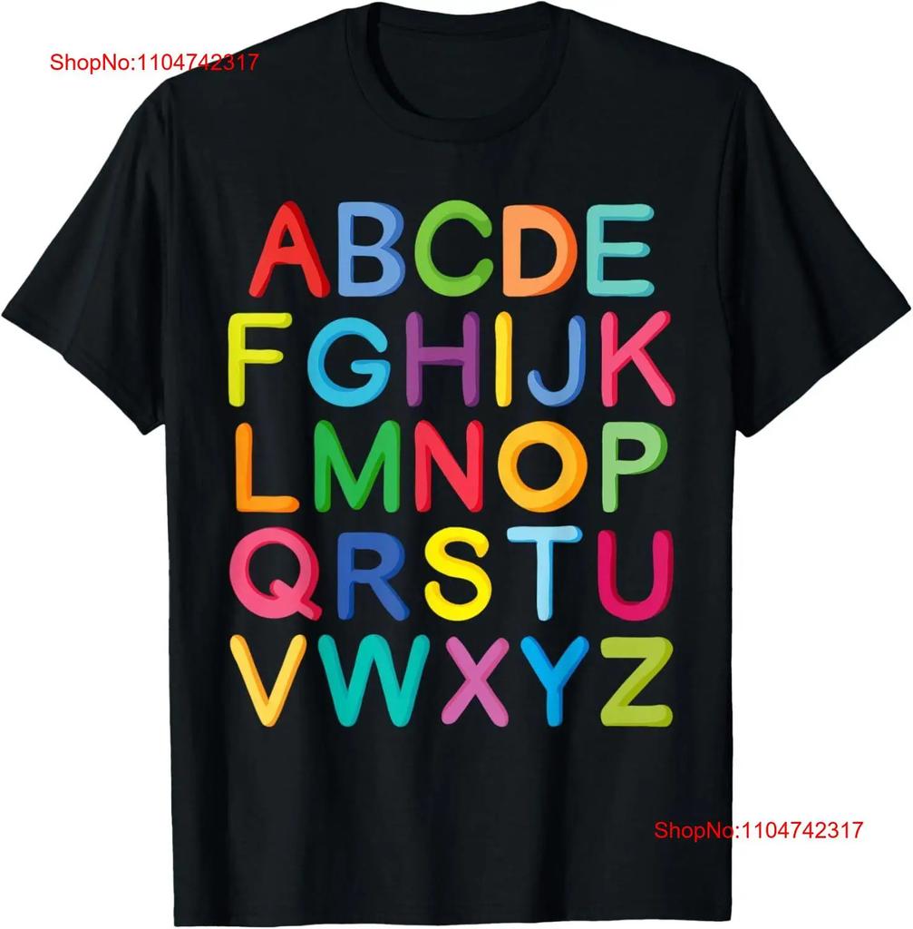 Colorful Uppercase Letters Alphabet Learn ABCs Kids Teachers T Shirt Vintage Washed Graphic Stylish Streetwear Slightly
