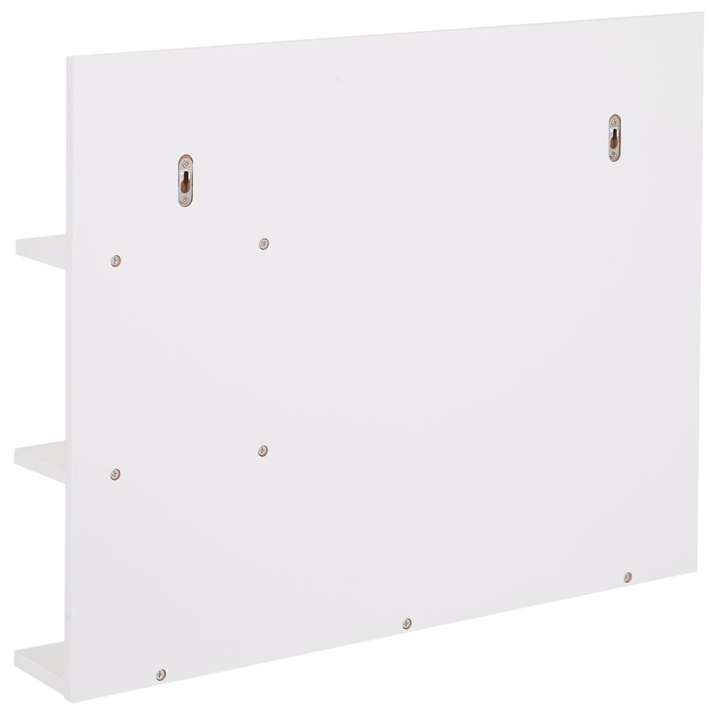 Modern Bathroom Mirror, Wall-mounted Vanity Mirror with 3 Tiers Storage Shelves for Make Up, White