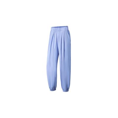 Li Ning Womens Fitness Series Reflective Solid Color Casual Tapered 0 Degree Sun Protection Sports Pants Women Pants Light-Iris-Purple AKLT544-1