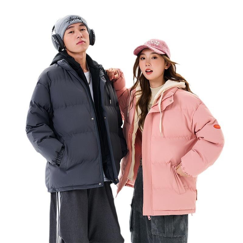 Fake two-piece cotton clothes men's and women's Japanese hooded winter thickened new couple cotton clothes Korean version men's trendy coat