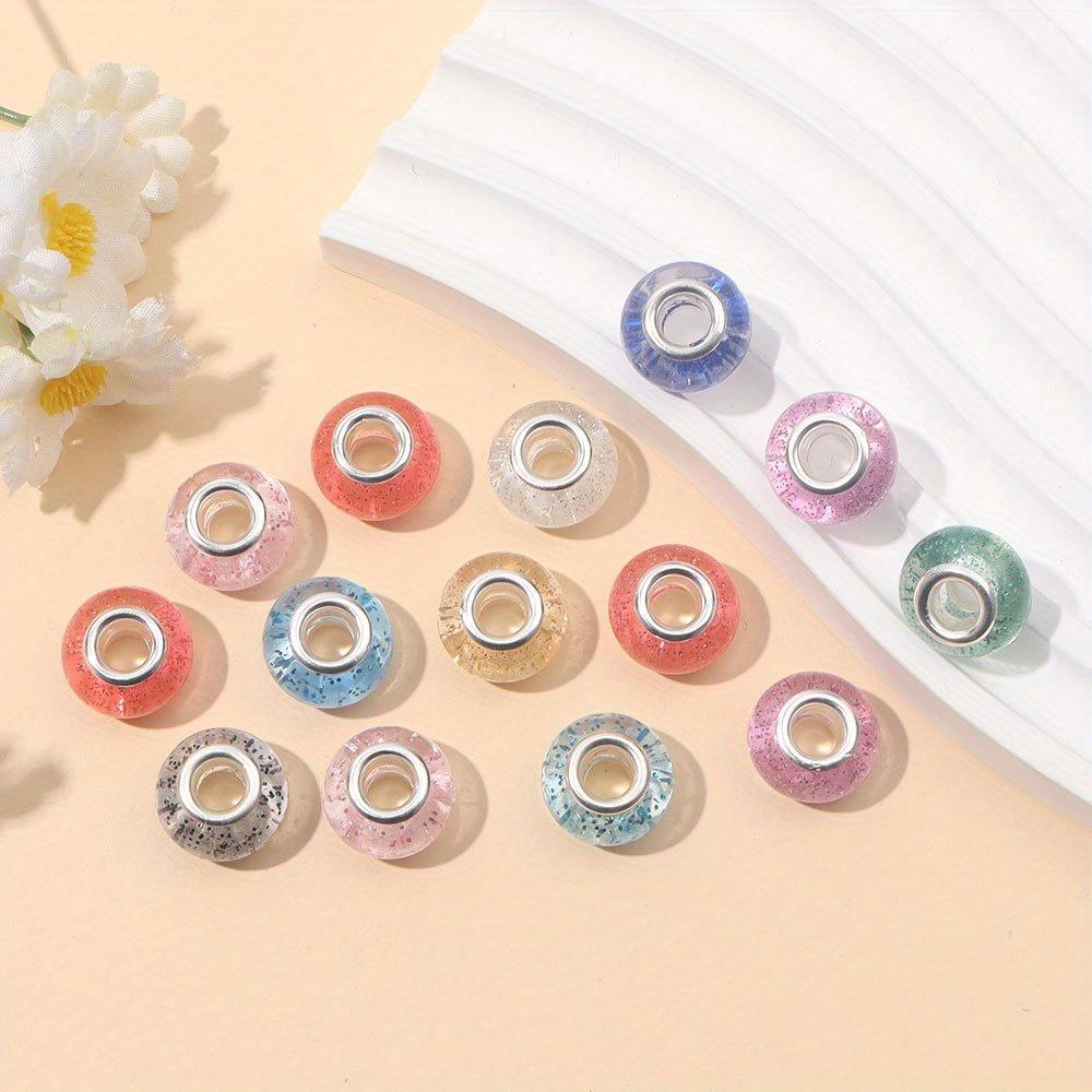 7/14/21pcs Resin European Style Large Hole Beads Lighting Fixtures Spaced Beads Jewelry Beads DIY Craft Jewelry Bracelets Necklace Jewelry Making