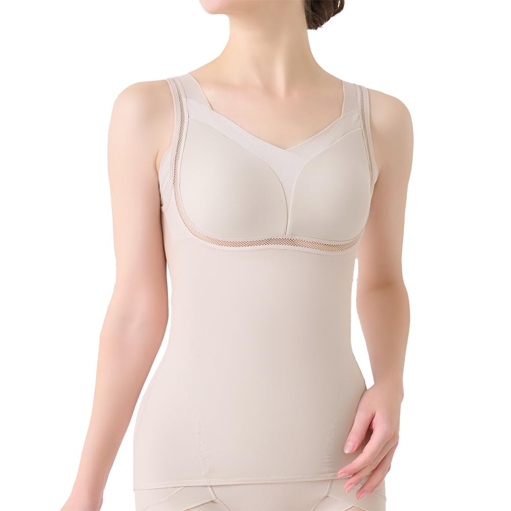 New corrective bra cami Yukinee More Soft Comfortable Bust Hold Shape Bra Cami 24 Cream Beige L [Bradelis York] Non-wired