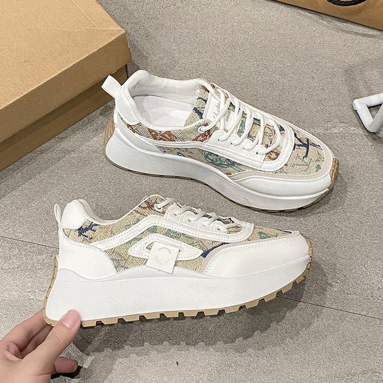 Fashion Muffin Little White Shoes Women's 2025 Spring and Summer New Korean Version Denim Blue Casual Shoes Students Show Feet Small Sports Shoes