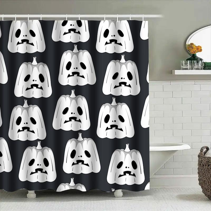 

1Pchalloween Pumpkin Shower Curtain Black Scary Spooky Decoration For Bathroom Kids Teens W60H190(CM)-1 Pcs