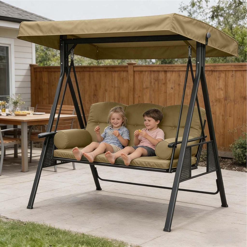 Swing Canopy Replacement Cover Waterproof Anti-UV Outdoor Swing Shelter Cover for Patio Porch Garden Backyard Swing Decoration