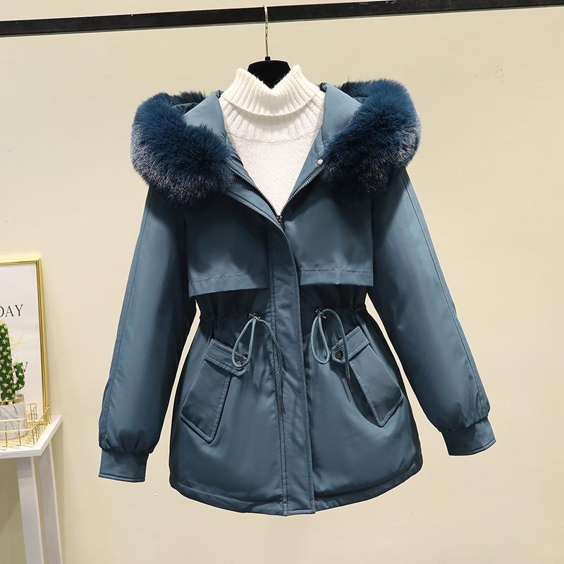 Pie Overcome Women's New Cotton-padded Clothes Loose and Thickened Cotton-padded Jackets Winter Big Fur Collar Short Cotton-padded Jackets