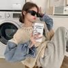 Love Pattern Denim Spliced Woman Sweater New Unique Design Round Neck Style Pullover Autumn Warm Women's Trendy Top
