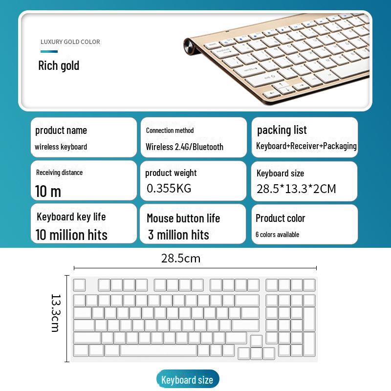 Ultra-Thin 2.4G Wireless Mini Scissor Keyboard for Desktop and Tablet