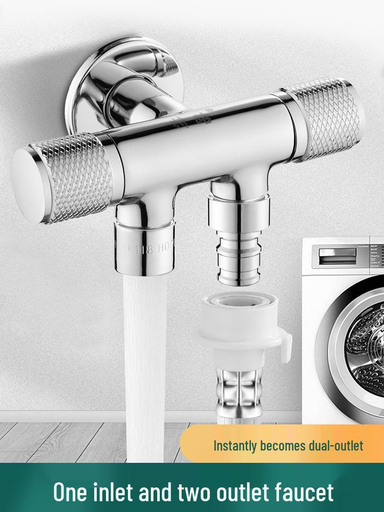 All-Copper Dual-Control Angle Valve Splitter for Toilet and Washing Machine