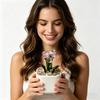 Mini Potted Glass Flower Decoration Miniature Tulip Flower Planter Pot Figurine Statue Home Office Bookshelf Desktop Ornament