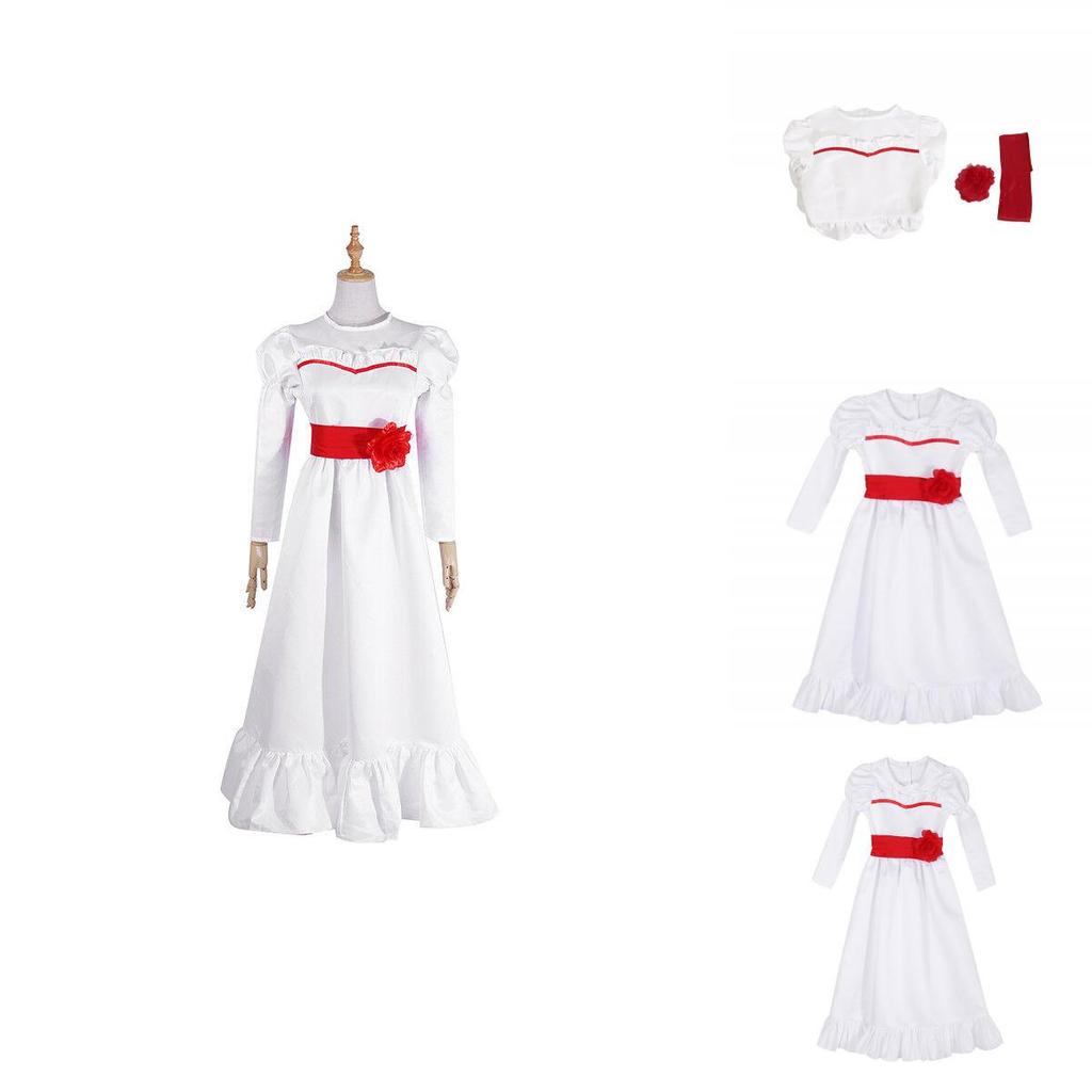 Očarující Annabelle Creation Halloweenská hororová panenka Bílé šaty Pro dívky a dospělé
