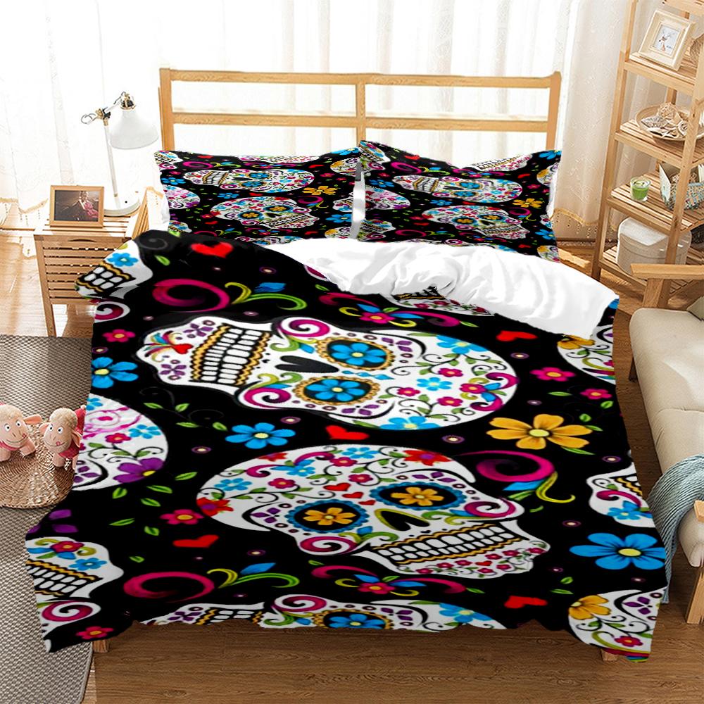 Mysterious Colored Skeleton Digital Print Polyester Bedding Sets Child Kids Covers Boys Bed Linen Set For Teens Quilt cover Set